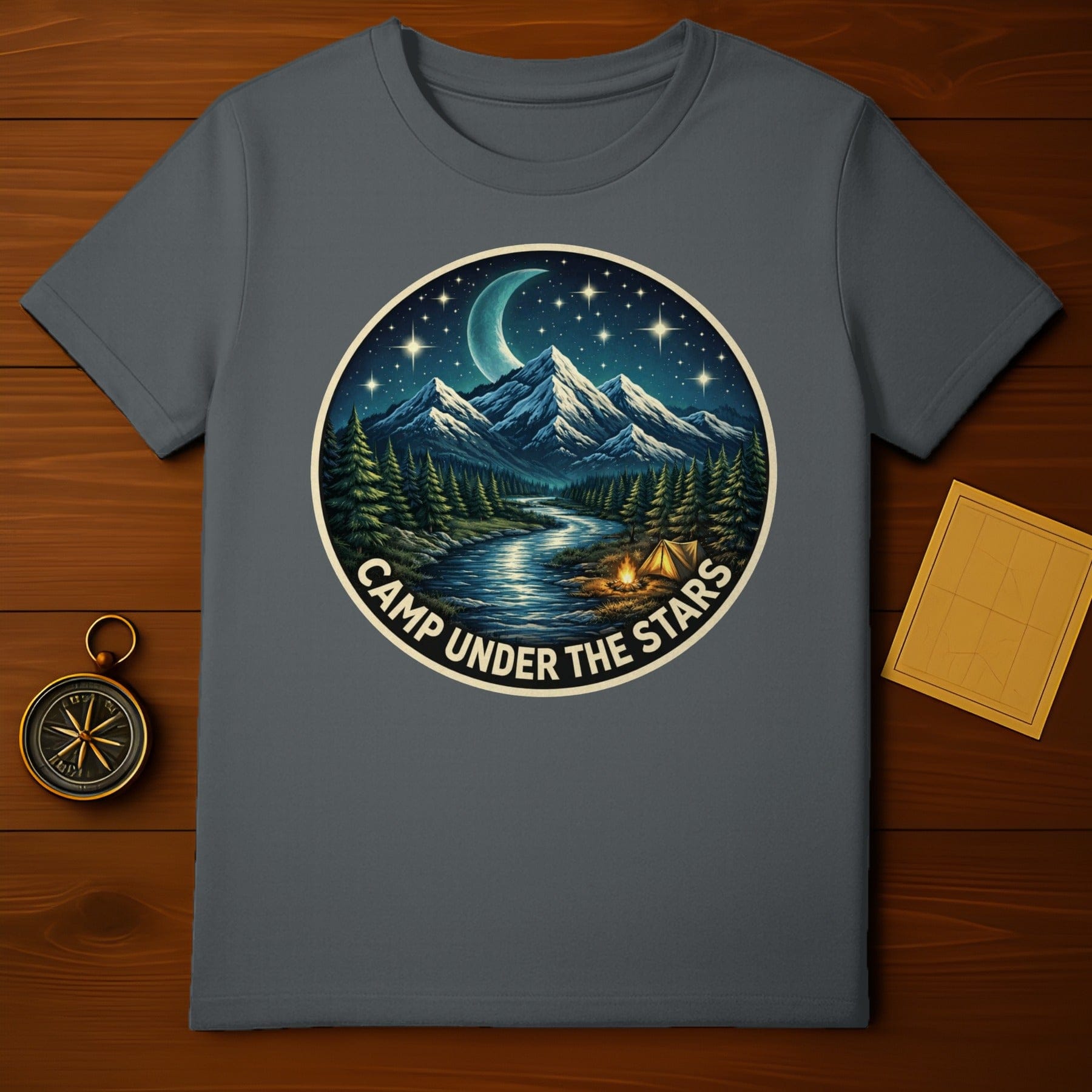 Camp Under The Stars Mountain Night Scene T-shirt product type