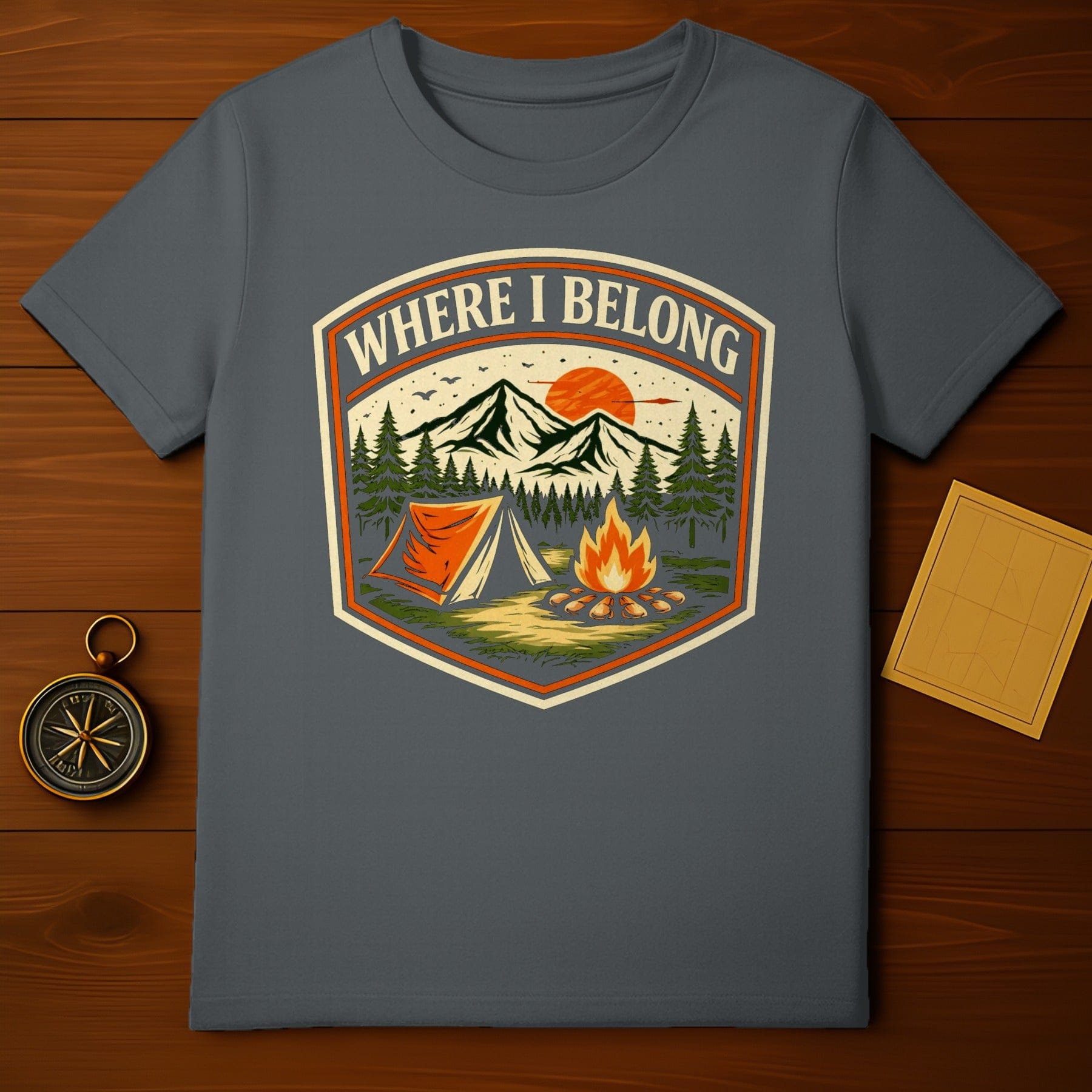 Vintage Camping Design Where I Belong T-shirt