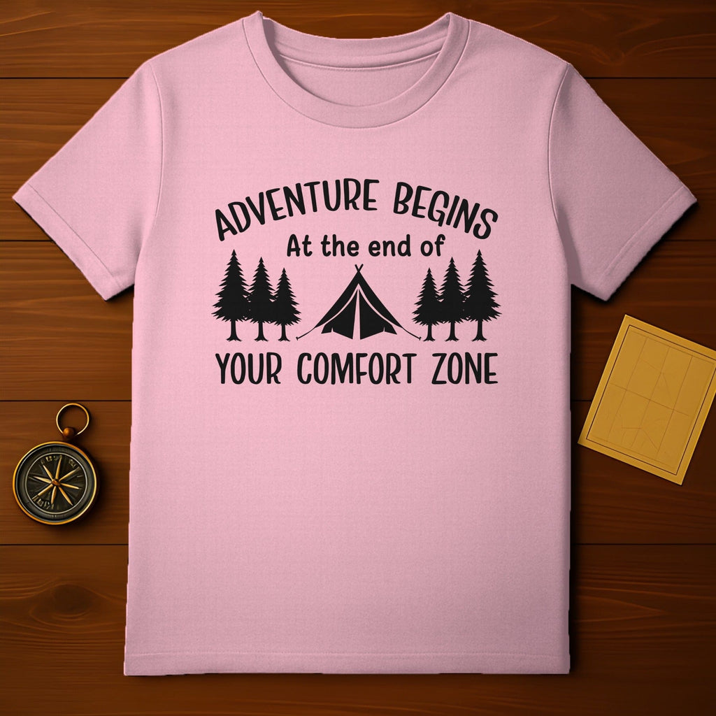 Adventure Begins Comfort Zone Camping Outdoors Shirt