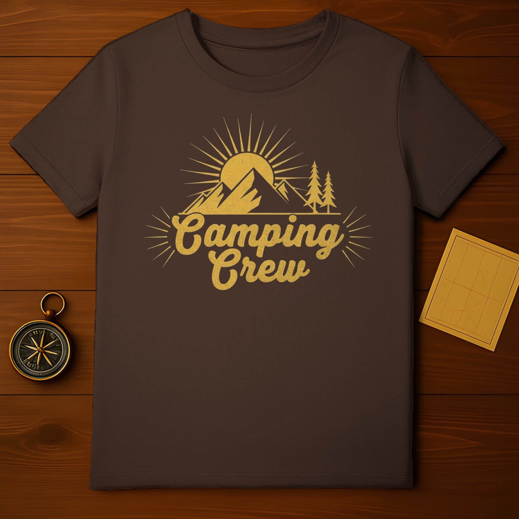 Camping Crew Mountain and Trees Design T-shirt