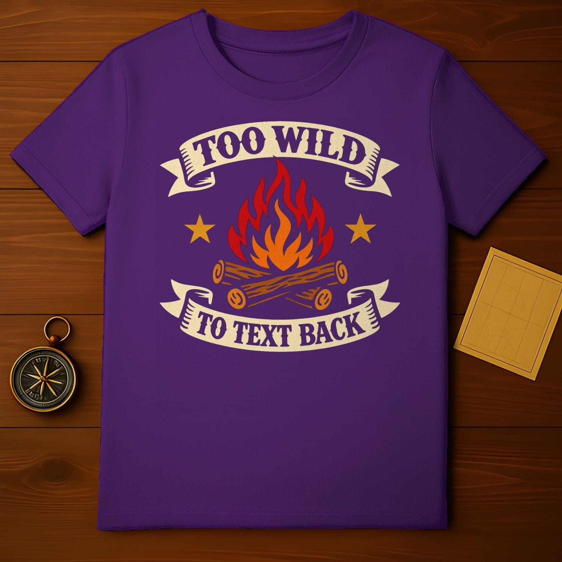 Too Wild To Text Back Campfire Graphic Purple product type
Too Wild, Text Back, Campfire Design, Camping Life, Outdoor Adventure, Nature Lover, Funny Quote, Humorous Tee, Sarcastic Gift, Purple Graphic, Fire Art, Star Symbol, Wilderness Spirit, Tech Break, Digital Detox, Getaway Shirt, Exploration Gear, Adventure Ready, Unique Apparel, Forest Vibes