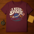 'I NEED SPACE' Retro Planet Desert Scene Maroon product type