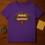 Hike Happens Graphic Design on Purple Shirt Product