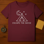 Escape The Noise Moon Tent Design T-shirt