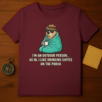Funny Bear Drinking Coffee on the Porch T-Shirt