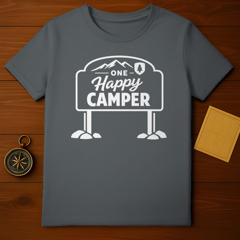 ONE HAPPY CAMPER mountain tree sign graphic product type