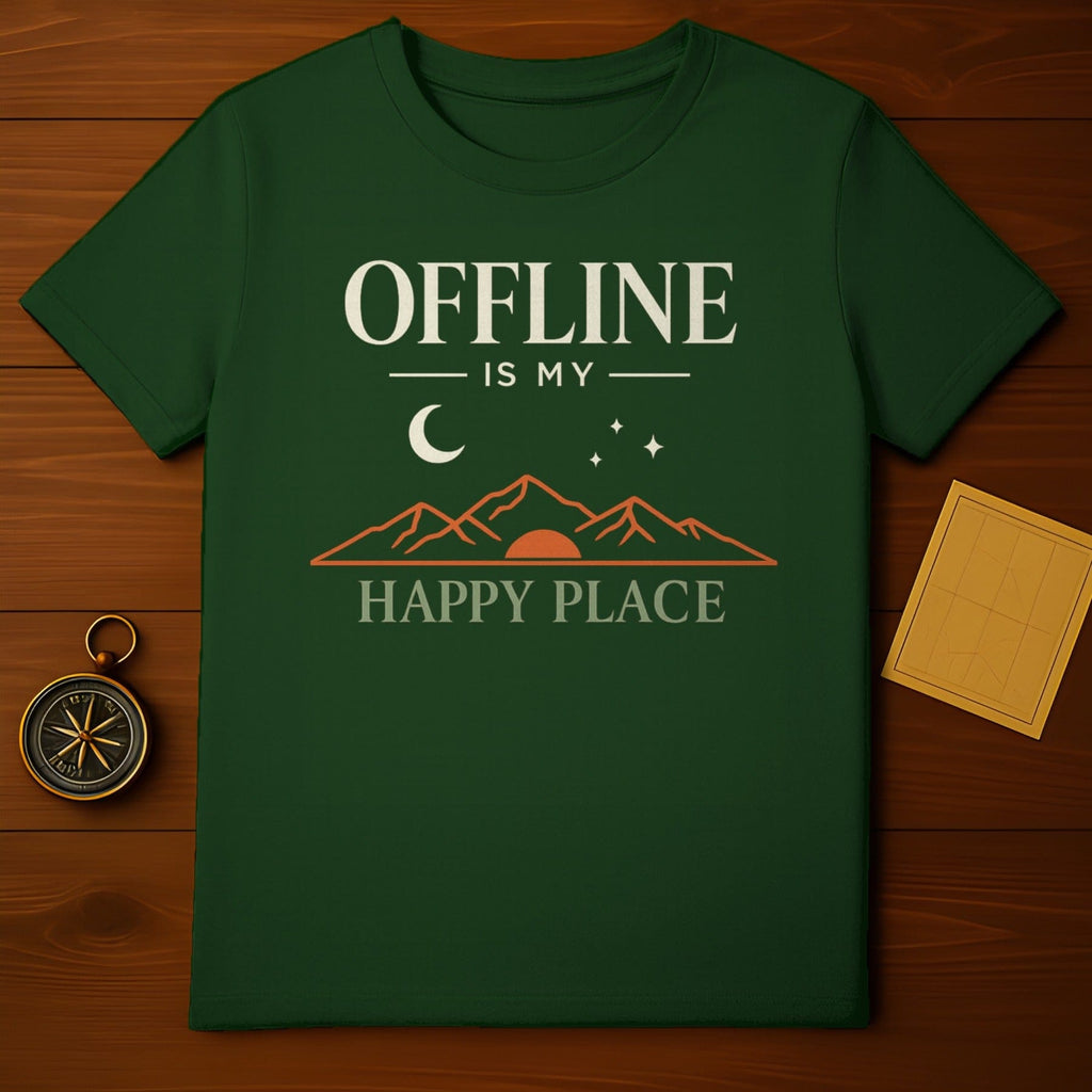 OFFLINE IS MY HAPPY PLACE Mountains Stars T-Shirt
offline
happy place
mountains
stars
nature lover
outdoor adventure
wilderness
camping tee
hiking apparel
explore shirt
retreat design
serenity graphic
peaceful
solitude
getaway wear
graphic tee
unique design
forest green
night sky
moon and stars
