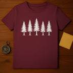 Red T-Shirt with White Pine Tree Design T-Shirt