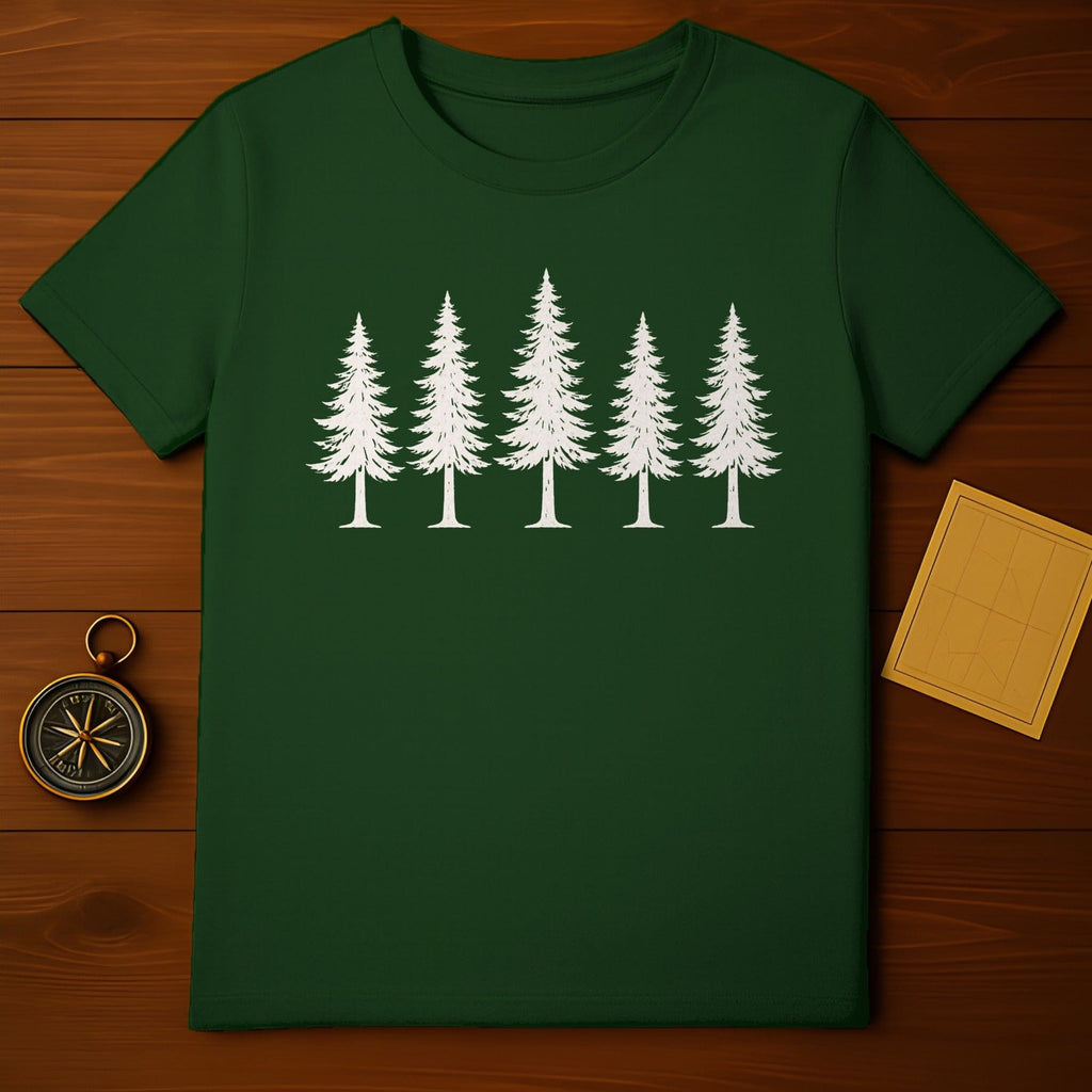 Evergreen Tree Silhouette Graphic Tee Shirt Design