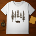 Bear and Forest Graphic on White T-Shirt Product
