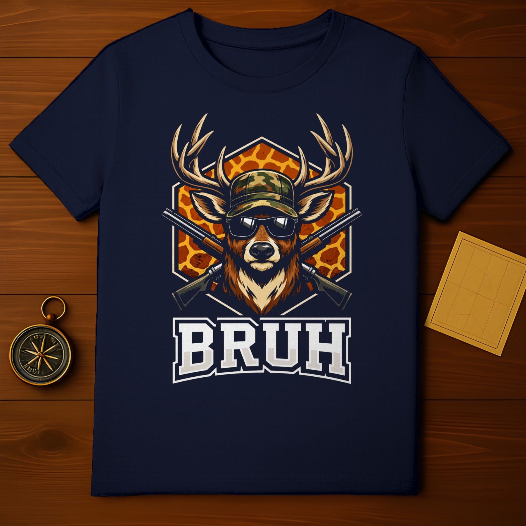 Cool Deer in Sunglasses with BRUH Text Graphic Tee