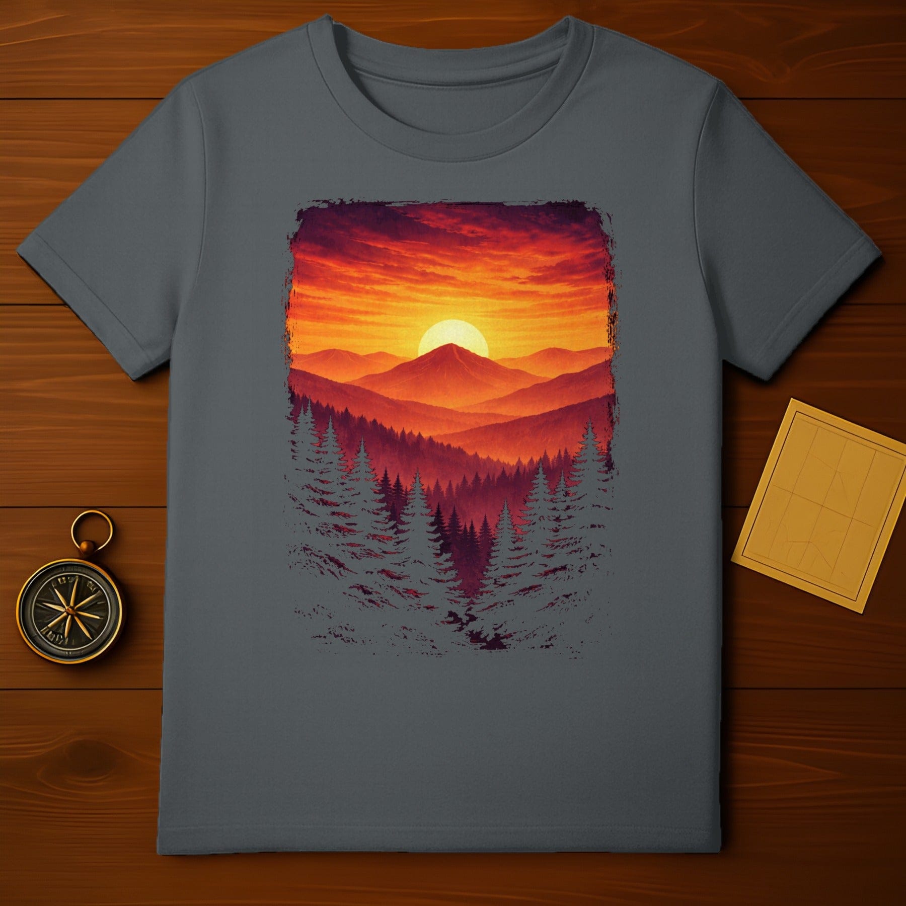 Vibrant Sunset Mountain Forest Graphic Art product type