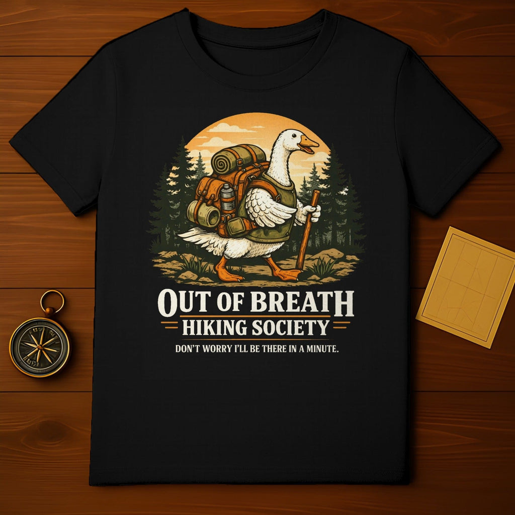 Out Of Breath Hiking Society Funny Hiking T-Shirt