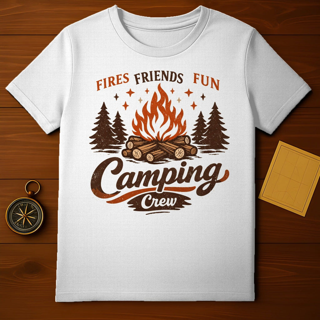 Fires Friends Fun Camping Crew Graphic Tee