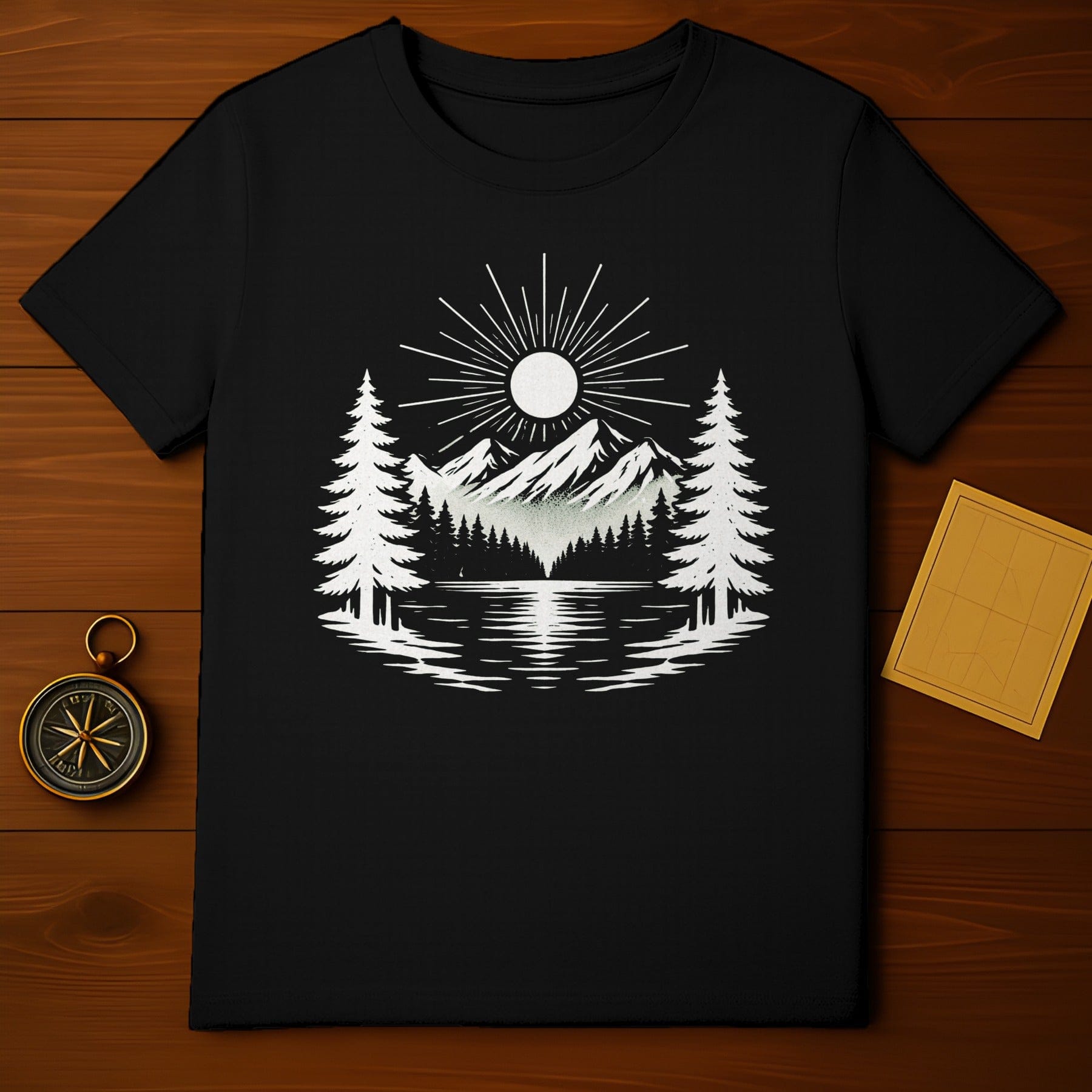 Scenic Mountain and Forest Night Sky T-Shirt