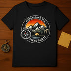 Always Take The Scenic Route Mountains Camping T-shirt