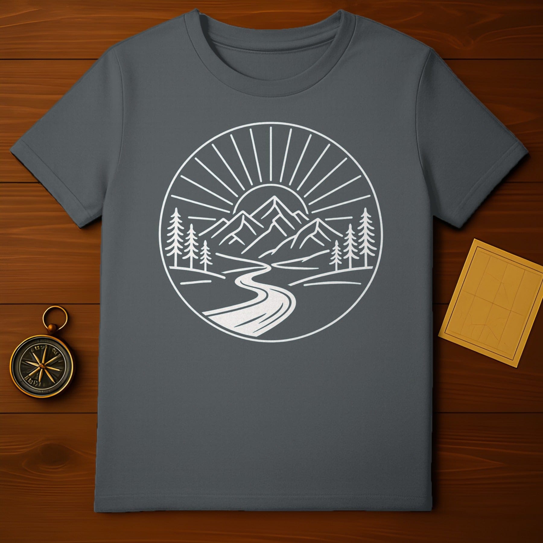 Mountain Scene with Sunset Design graphic apparel