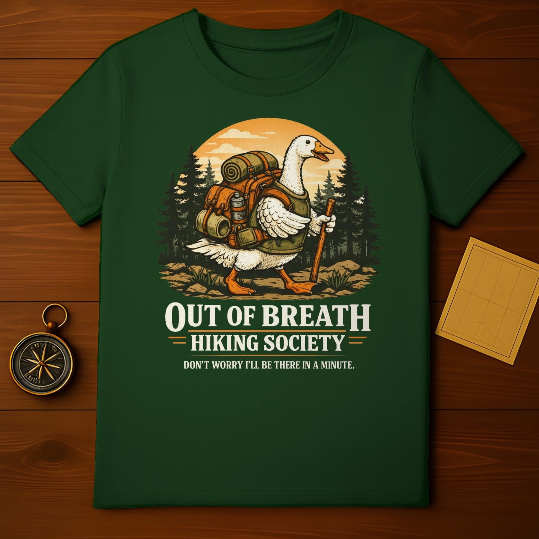 Out of Breath Hiking Society Funny Duck T-Shirt