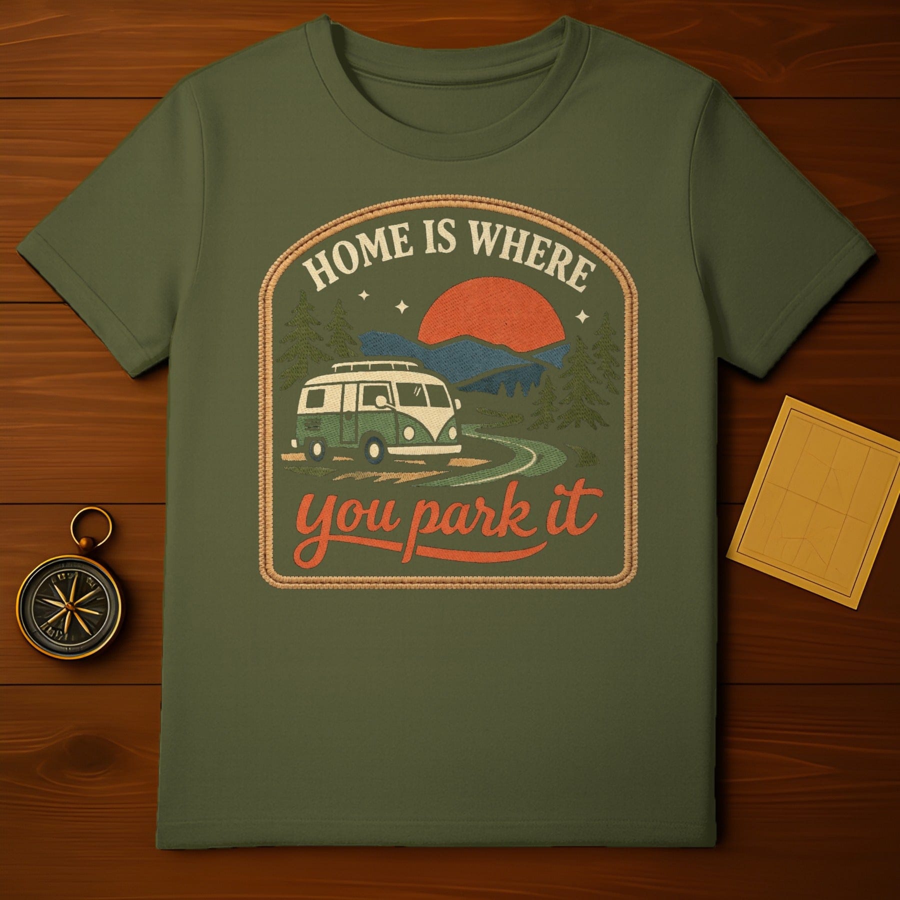 Home is where you park it van life adventure product type
Van life
Camper van
Road trip
Adventure
Travel
Outdoor
Camping
Nature
Mountains
Forest
Sunset
Retro design
Vintage van
Wanderlust
Explore
Home is where you park it
Graphic design
T-shirt
Lifestyle
Freedom