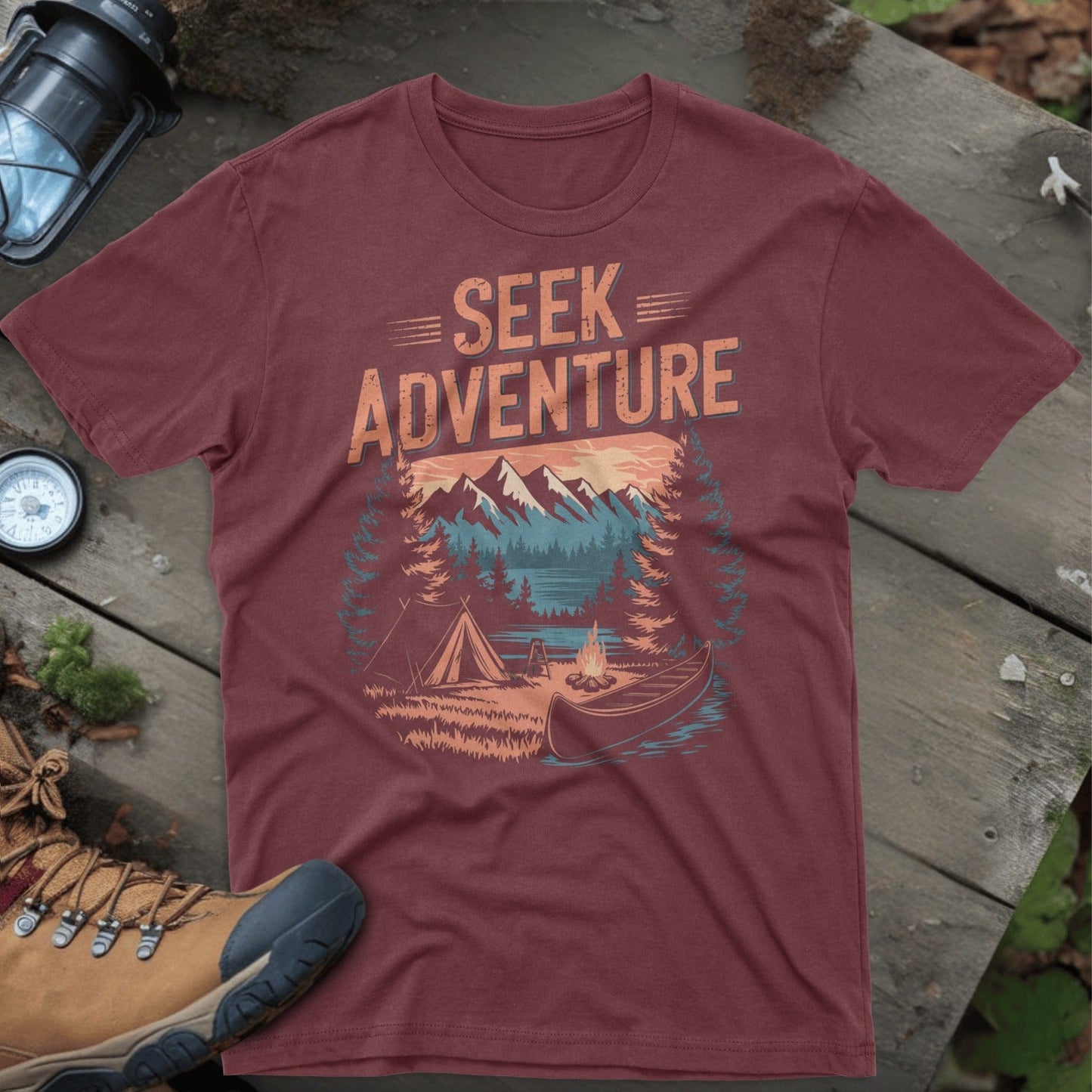 Seek Adventure Mountains Camping Graphic Shirt product