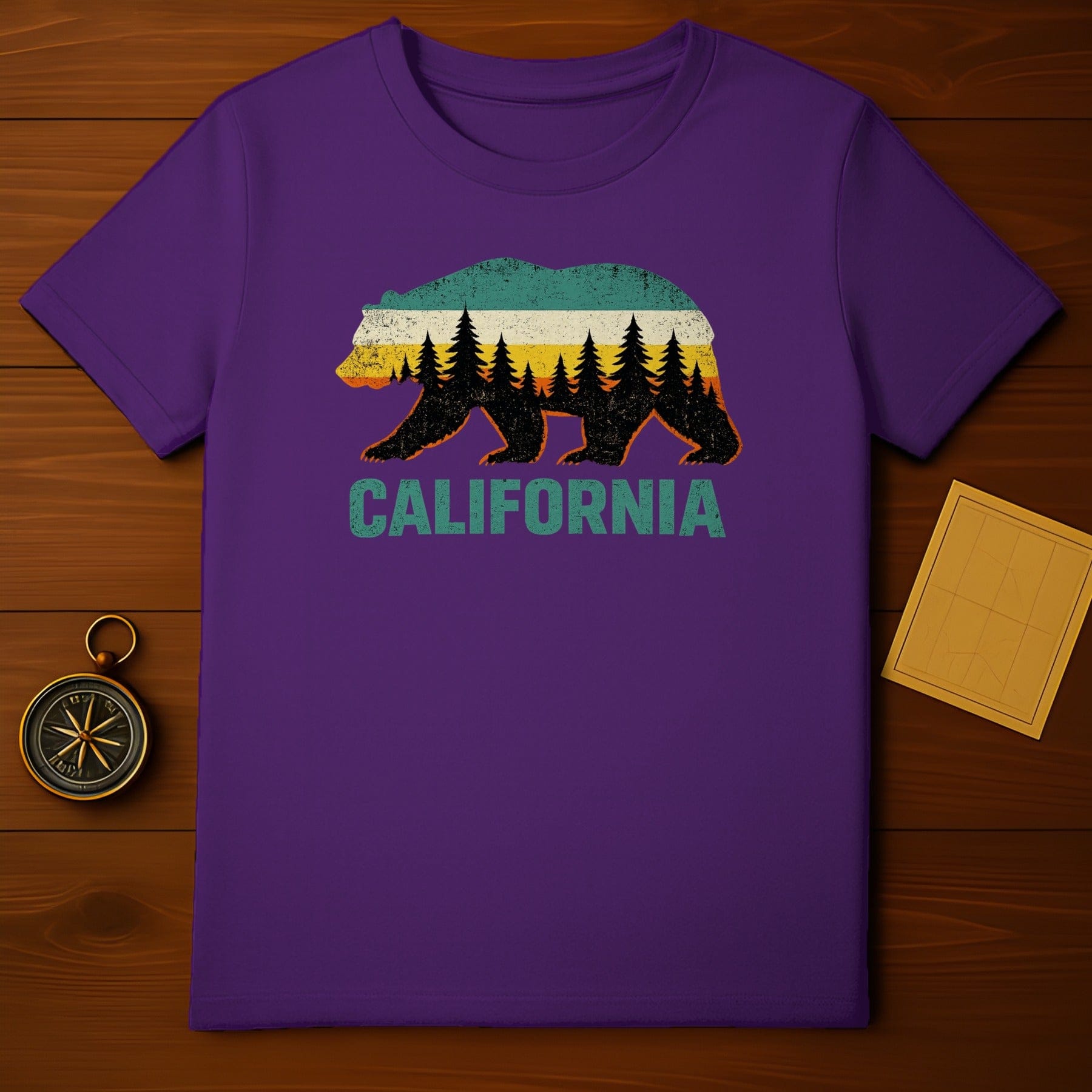 Retro California Bear and Trees Graphic T-Shirt
