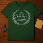 Mountain Adventure Camping T-Shirt with Artistic Design