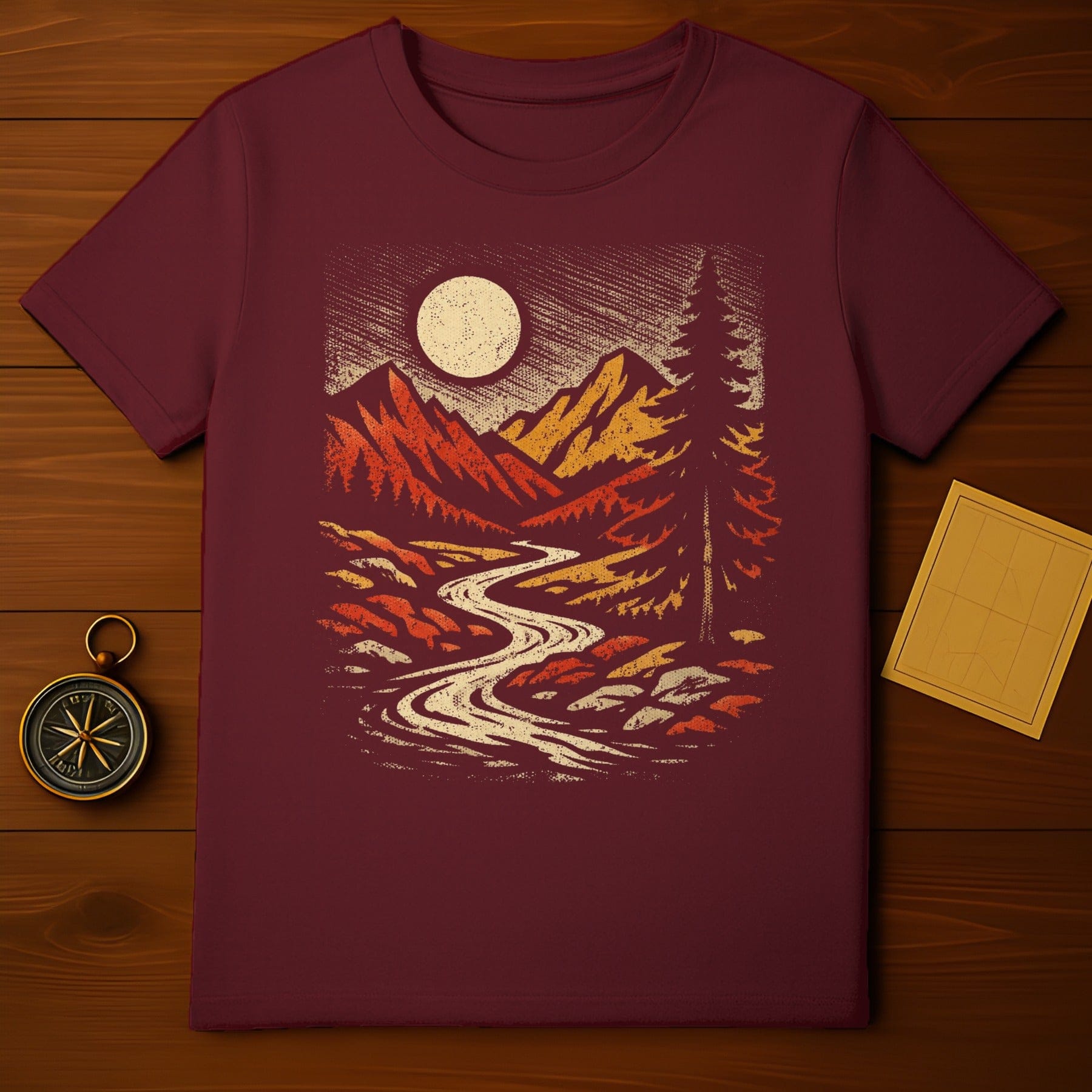 Moonlit Mountain Stream Graphic T-Shirt