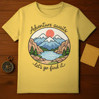 Adventure Awaits Let's Go Find It Mountain Lake Sun Scene product type