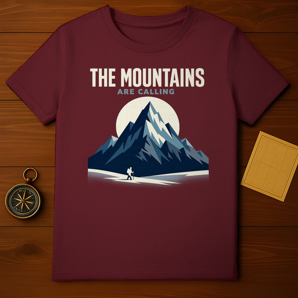 THE MOUNTAINS ARE CALLING Adventure Graphic product type
T-shirt, Graphic tee, Mountain design, Outdoor adventure, Hiking shirt, Nature inspired, Travel theme, Explorer apparel, Summit view, The Mountains Are Calling, Maroon shirt, Burgundy tee, Mountain climber, Wilderness print, Scenic graphic, Landscape art, Trail enthusiast, Adventure seeker, Outdoorsy, Wanderlust