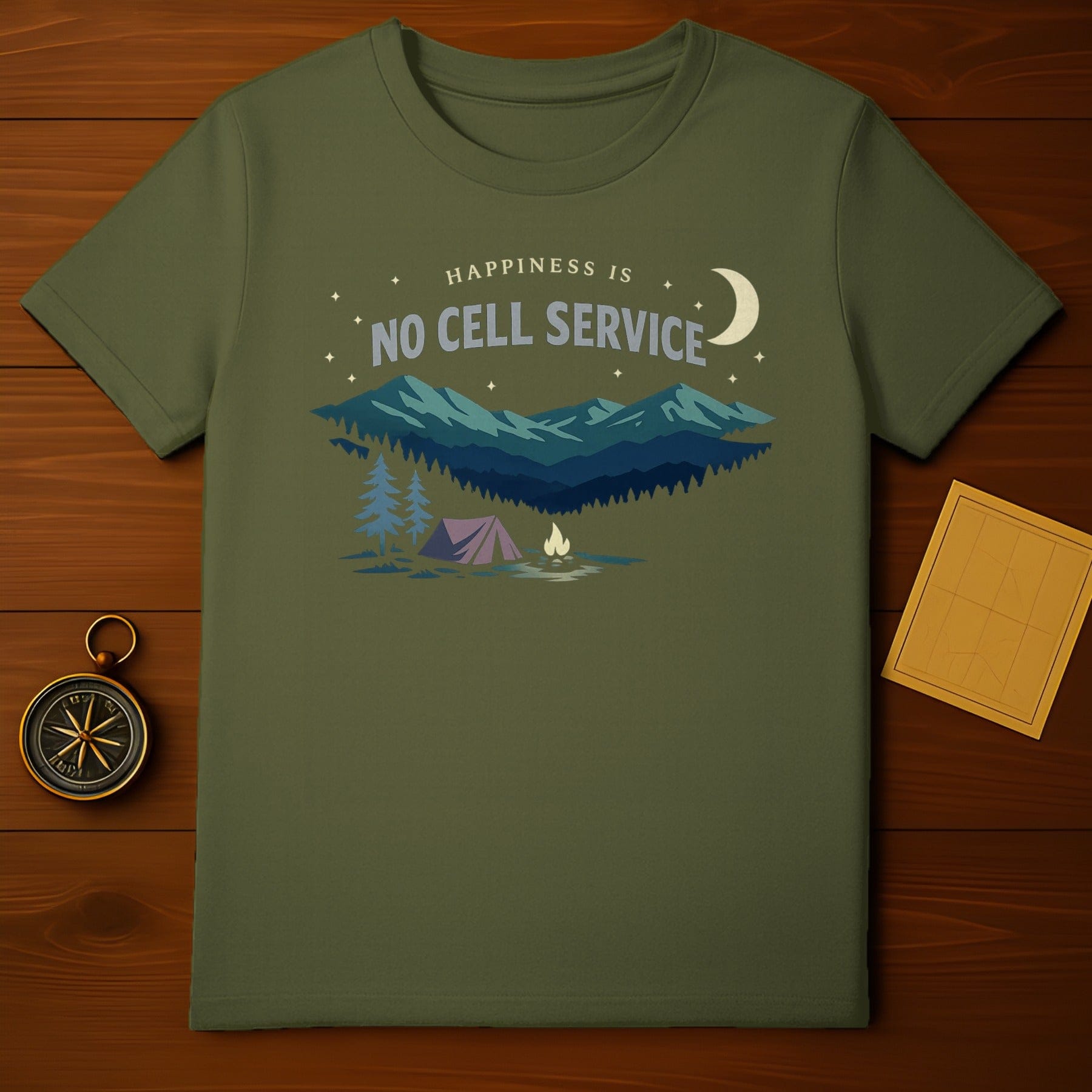 Happiness Is No Cell Service Mountains Night Campfire product type
Camping
Outdoor
Nature
Mountains
Adventure
NoCellService
DigitalDetox
Campfire
Tent
NightSky
Stars
Moon
Happiness
Wilderness
GraphicTee
Apparel
Clothing
Getaway
Explore
Retreat