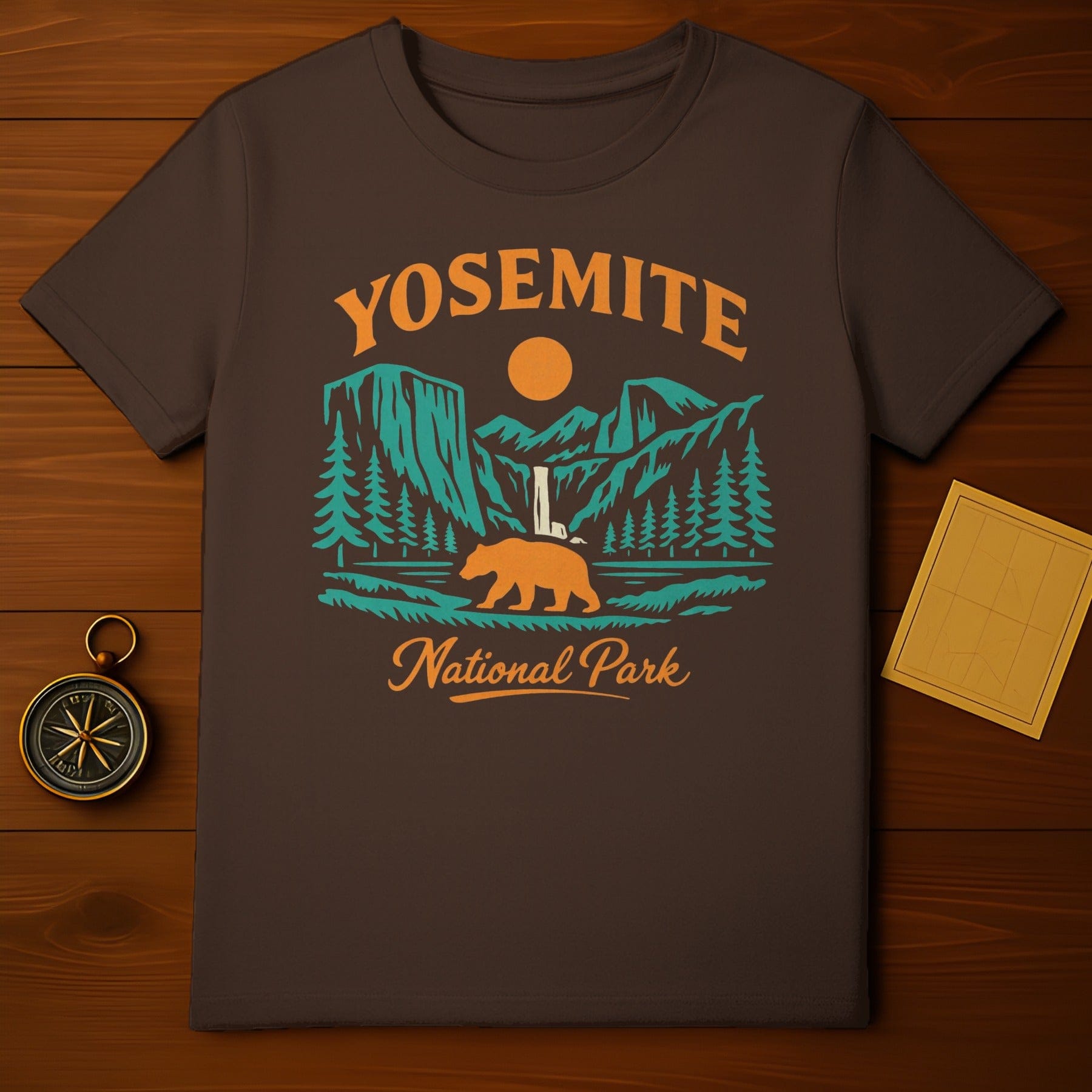 Yosemite National Park Bear Design Nature Scene product type
Yosemite,National Park,Bear,Mountains,Trees,Sun,Waterfall,Nature,Adventure,Outdoors,Travel,Park,Forest,Vintage style,Retro design,Brown,Wildlife,Hiking,Camping,Exploration