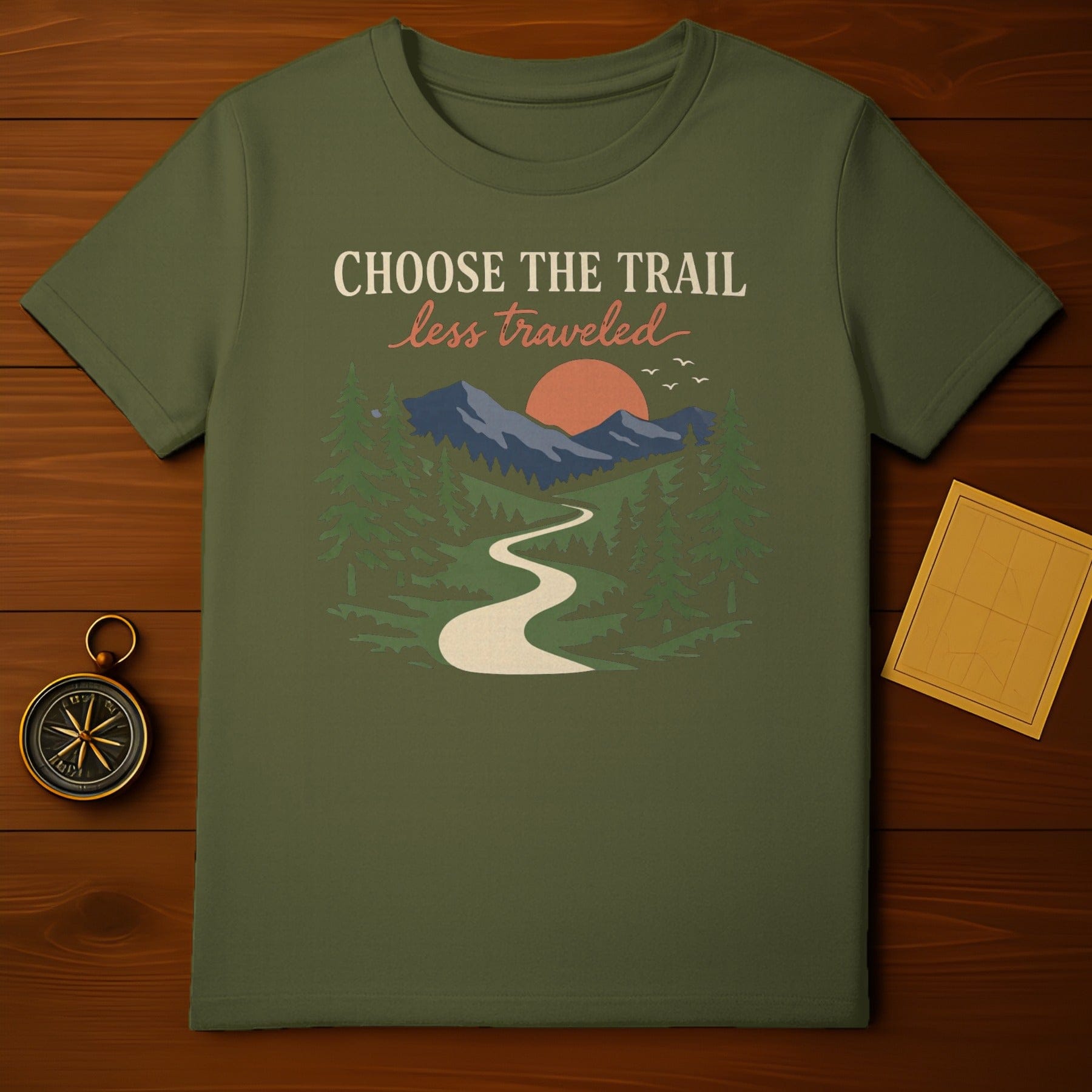 CHOOSE THE TRAIL less traveled nature design T-shirt