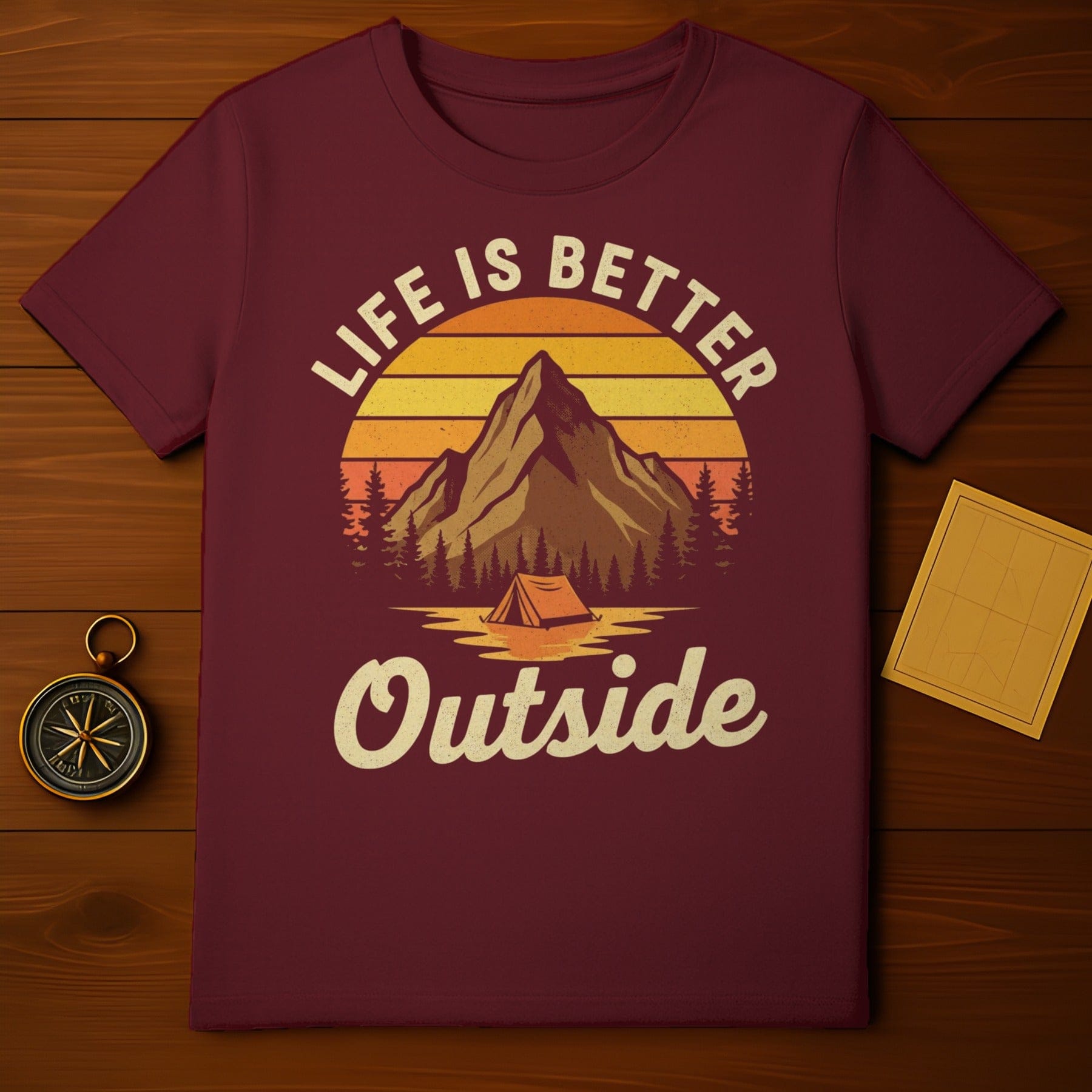 Life is Better Outside Camping Sunset Graphic Shirt