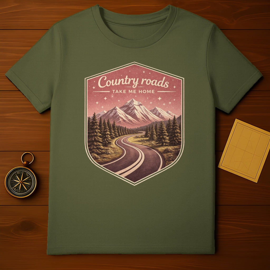Country Roads Take Me Home Mountain T-shirt