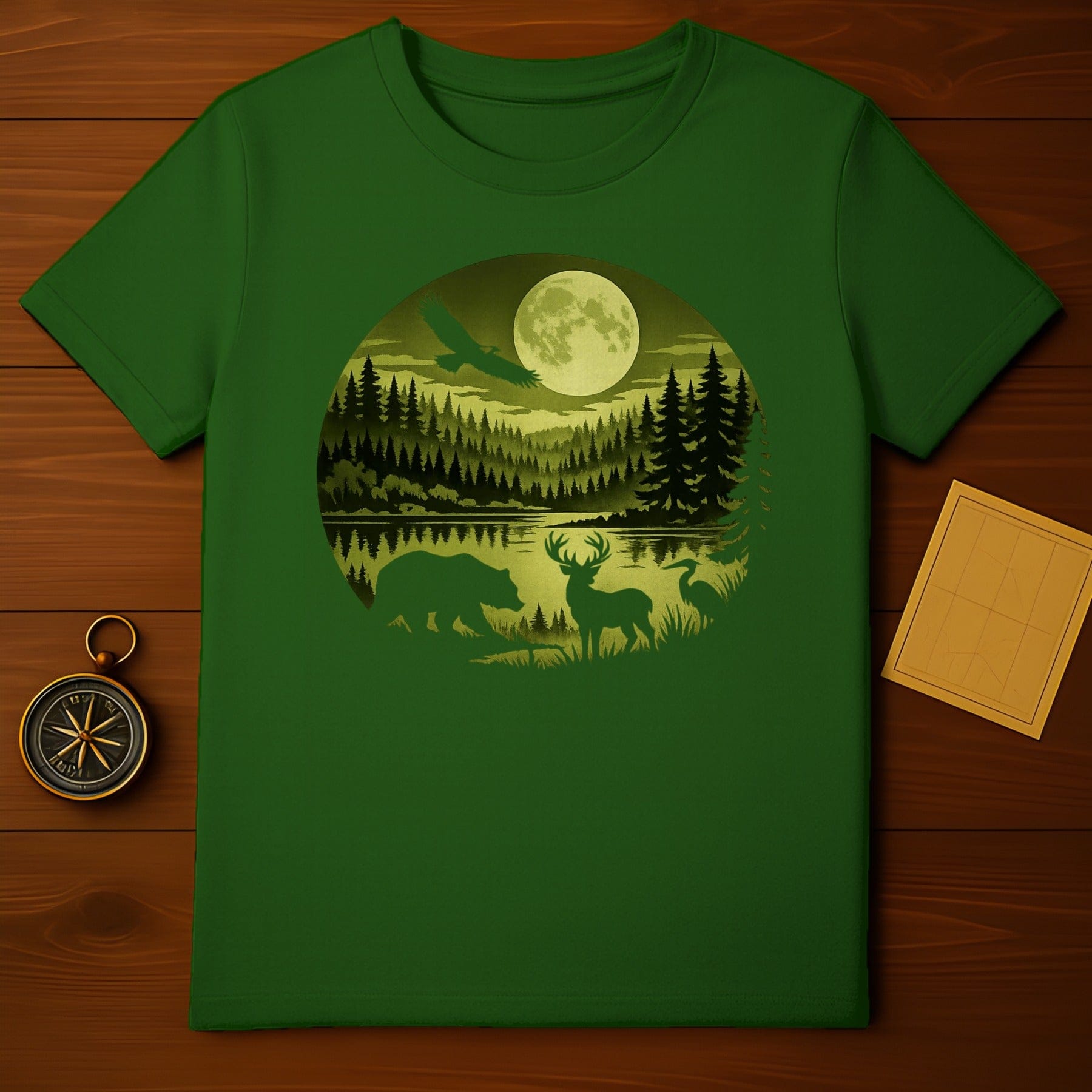 Scenic Wildlife Print Full Moon T-shirt