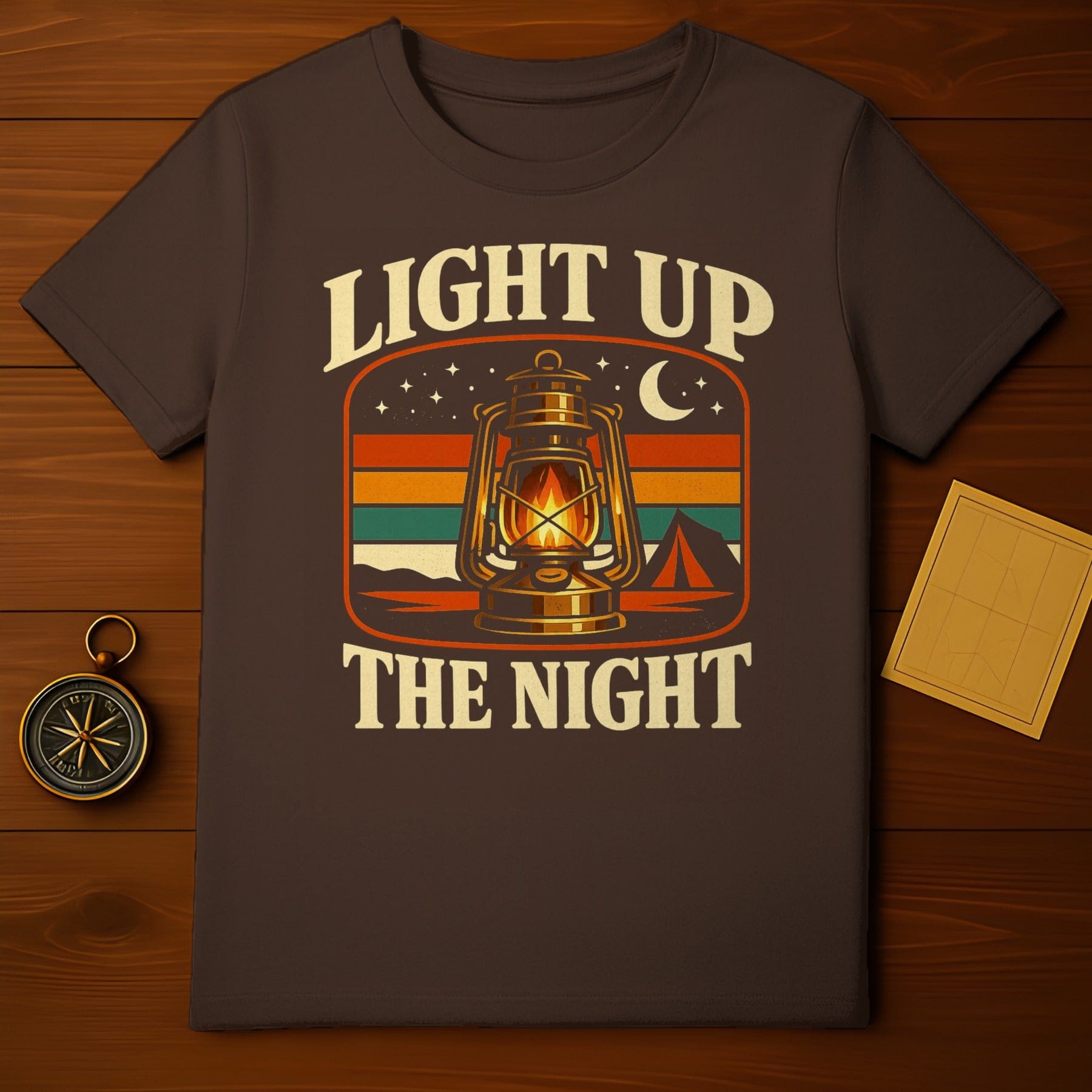 LIGHT UP THE NIGHT Vintage Lantern Tent Stars Design product type
Camping
Lantern
Night
Stars
Moon
Tent
Outdoors
Adventure
Vintage
Retro
Explore
Wilderness
Nature
CampLife
Wanderlust
Trekking
Hiking
Moonlight
DarkSky
Graphic