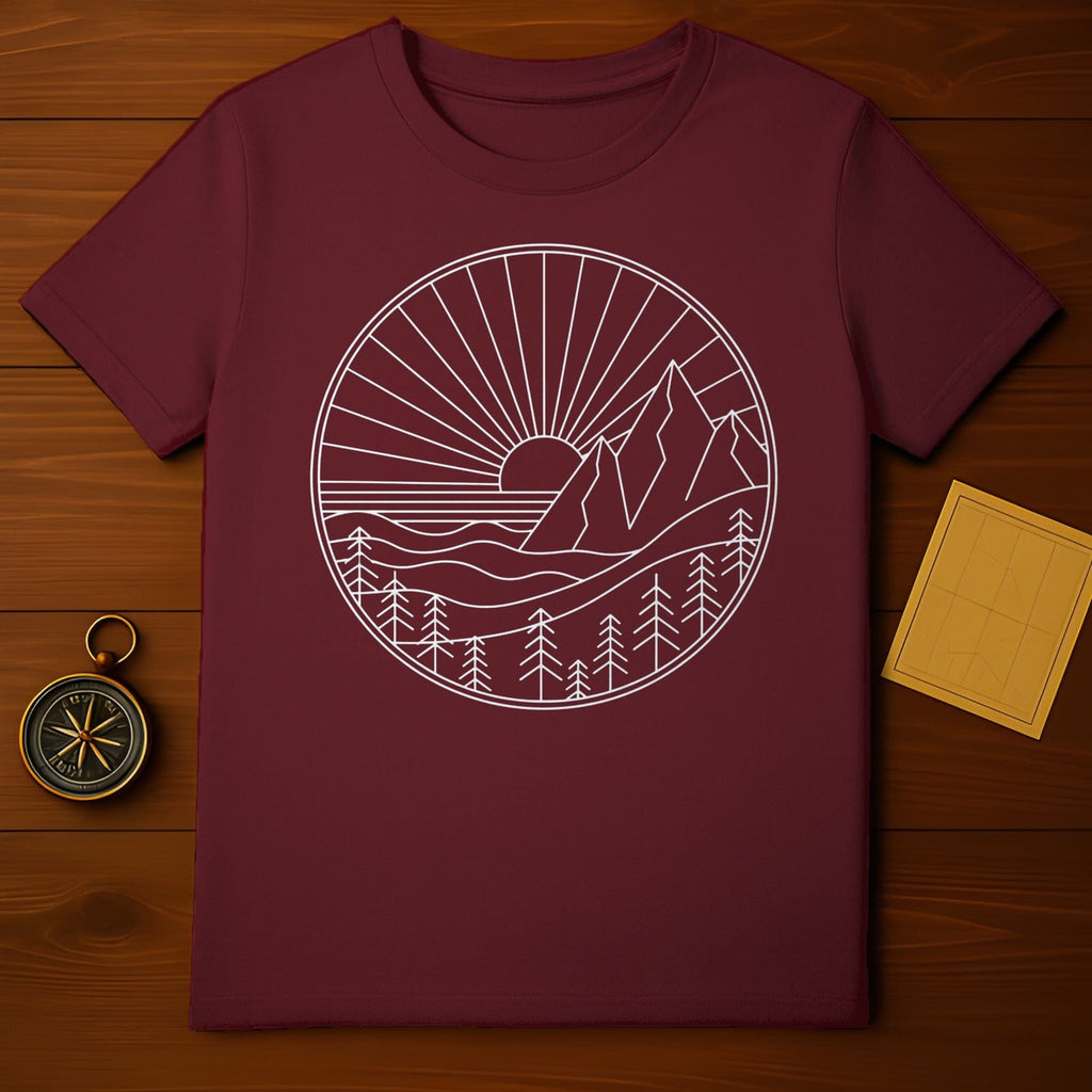 Nature Landscape Mountain Sun Design T-shirt