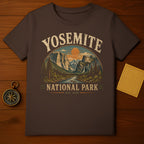 Brown t-shirt with Yosemite National Park graphic and Est 1890 text.