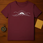 Sunset Mountains Graphic T-Shirt with Compass Design