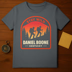 STAY WILD DANIEL BOONE KENTUCKY Hiker Adventure product type
hiking
outdoor
adventure
stay wild
daniel boone
kentucky
explorer
wilderness
nature
trekking
mountains
forest
camping
travel
hiker
outdoorsman
pathfinder
sunset graphic
retro design
state park