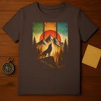 Wolf Howling Mountain Sunset Graphic T-Shirt