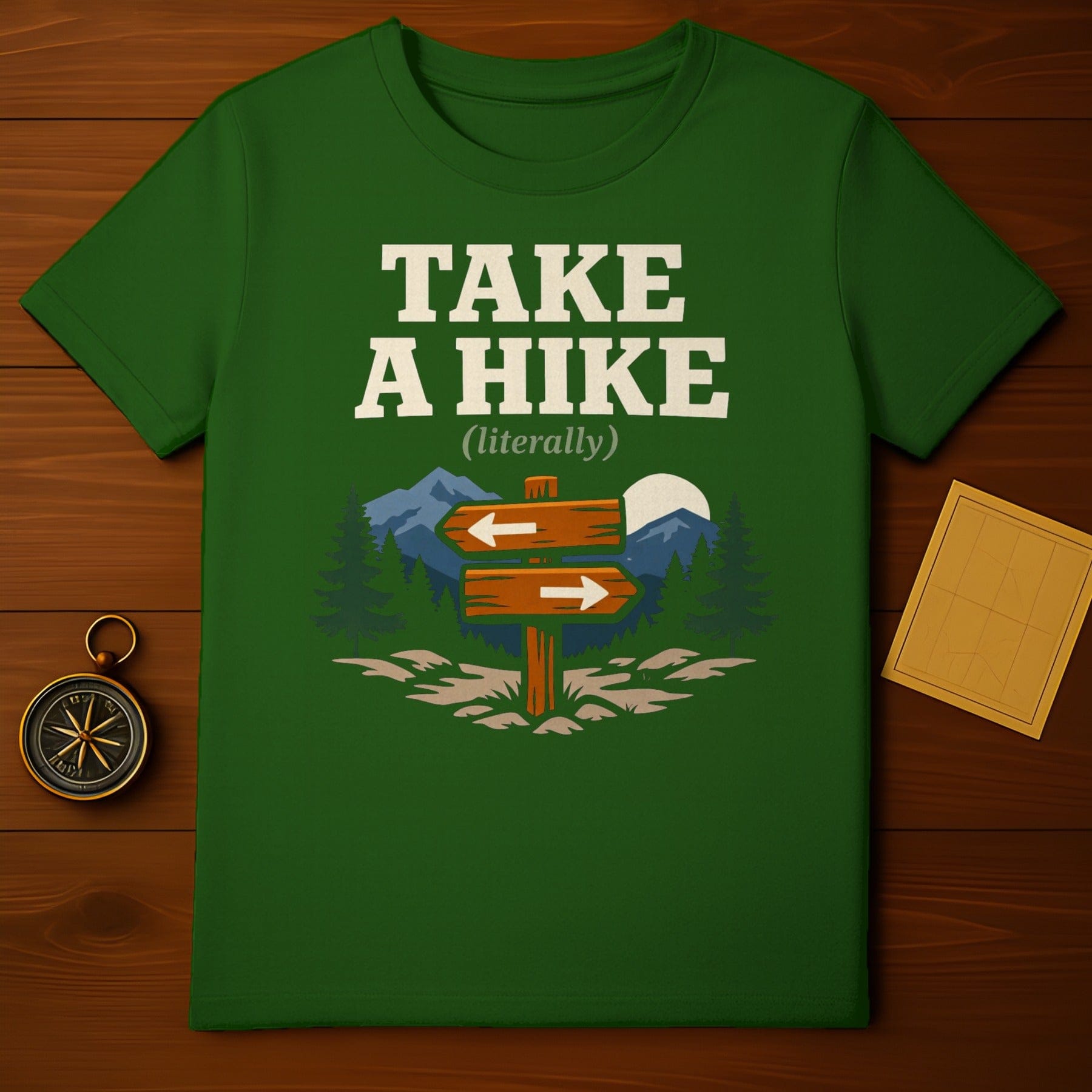 Take A Hike Literally Mountains Trees Trail Sign product type