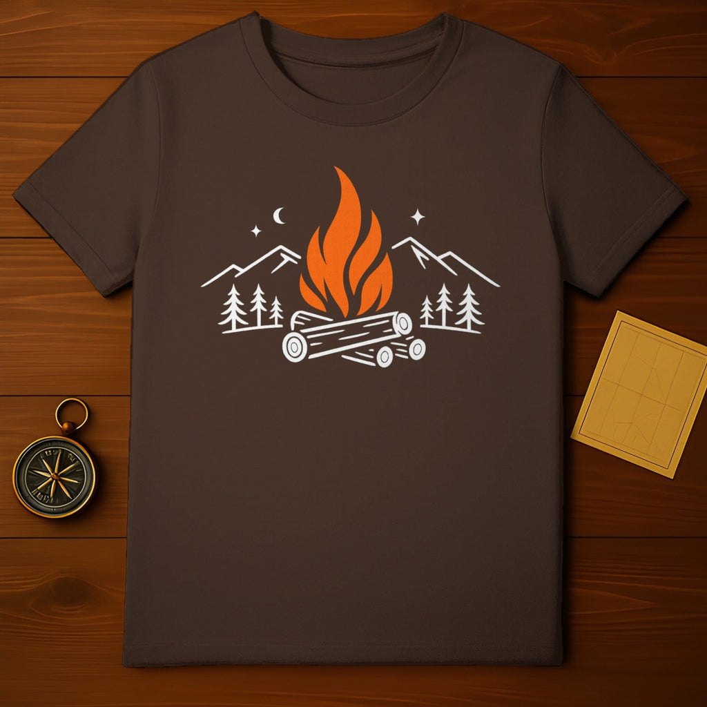 Adventure Campfire Mountain Night Sky Moon Star Trees T-shirt
Campfire, Camping, Outdoors, Nature, Mountains, Trees, Forest, Night Sky, Moon, Stars, Adventure, Wilderness, Hiking, Bonfire, Log Fire, Graphic Tee, Dark Apparel, Mountain Scene, Pine Trees, Evening Camp