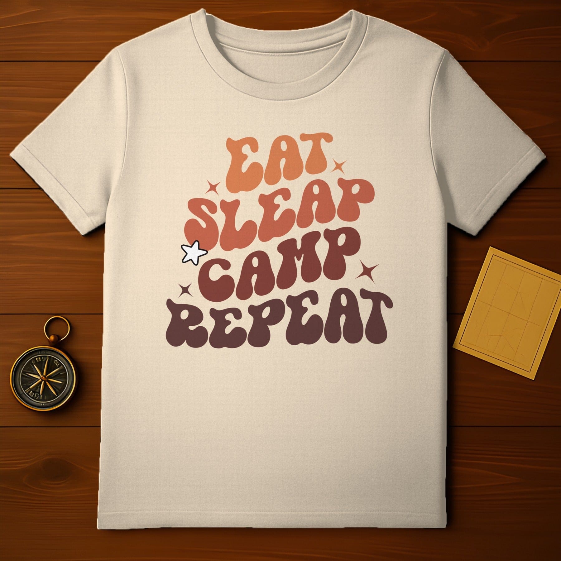 Eat Sleep Camp Repeat Graphic Tee Shirt for Camping