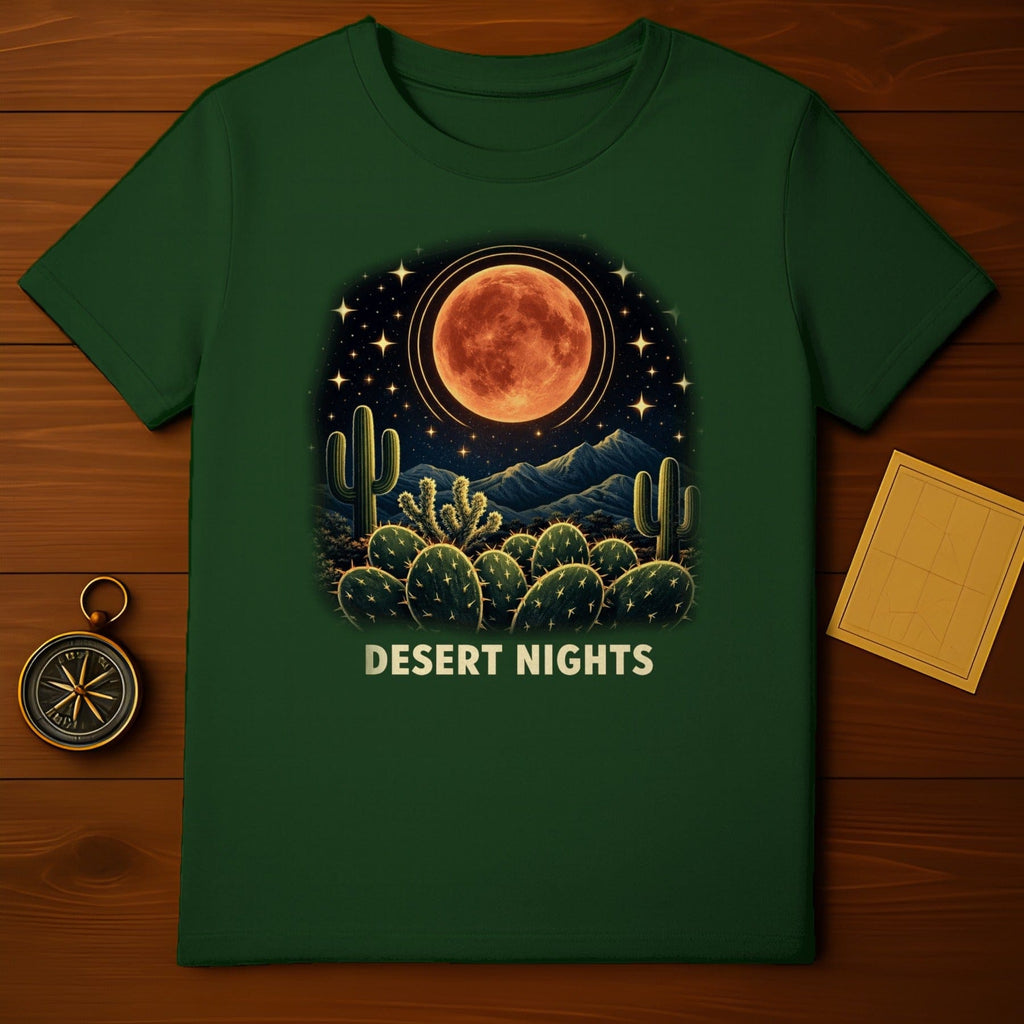 Desert Nights Red Moon Stars Cacti Mountains T-Shirt product type
