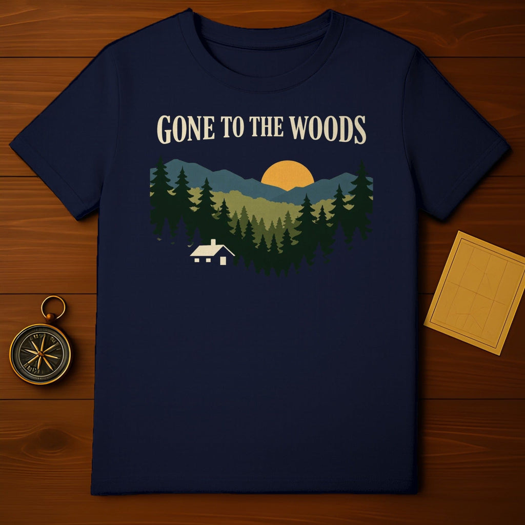 GONE TO THE WOODS Forest Cabin Graphic Design product type