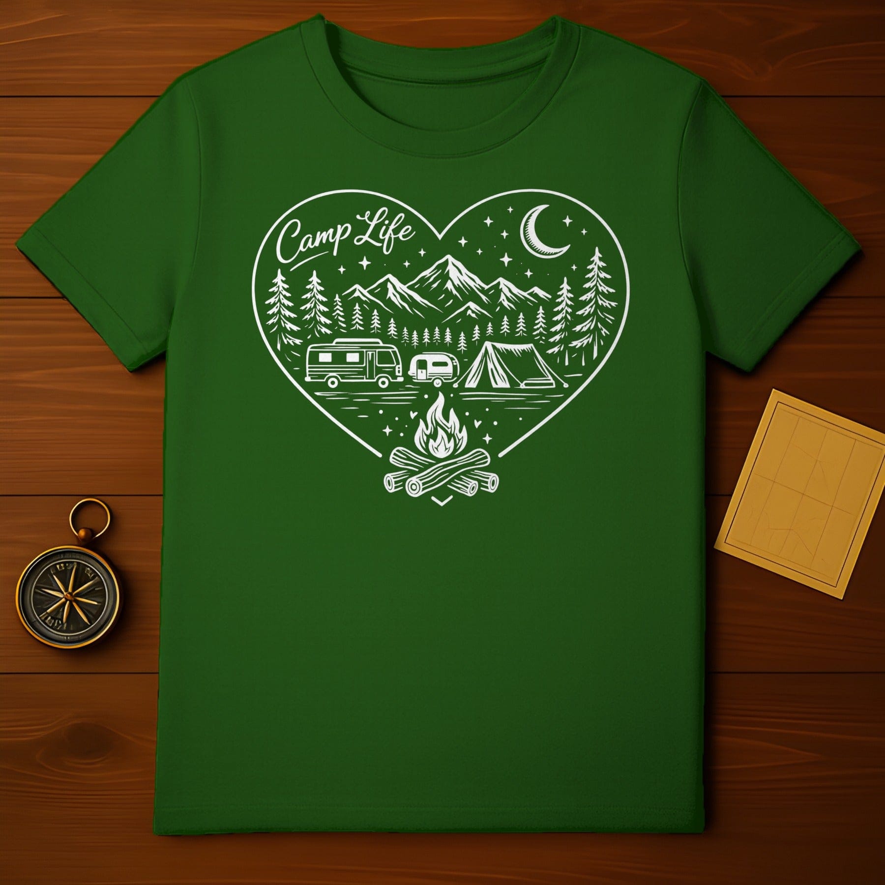 Camp Life Heart Design Outdoor Camping T-Shirt
