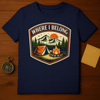 Where I Belong Camping Mountains Campfire T-shirt