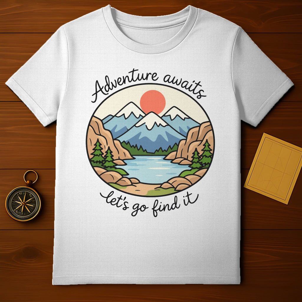 Adventure awaits let's go find it Nature Scene product type
Adventure
Nature
Mountains
Lake
Trees
Sun
Outdoors
Explore
Travel
Camping
Hiking
Wilderness
Scenery
Landscape
Graphic Tee
T-Shirt
Apparel
Quote Shirt
Inspirational
Lets Go Find It