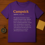 Campsick Definition Funny Text Purple Shirt